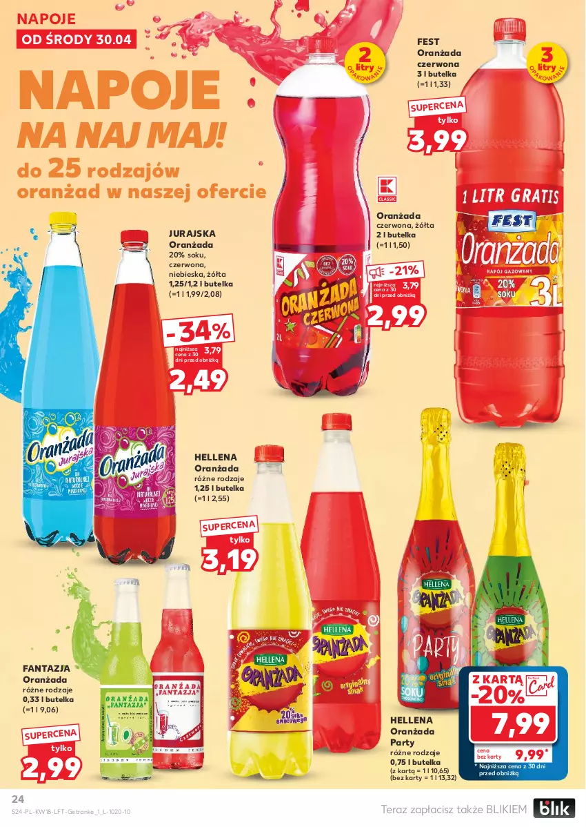 Gazetka promocyjna Kaufland - Gazetka tygodnia - ważna 30.04 do 07.05.2025 - strona 24 - produkty: Fa, Fanta, Hellena, Napoje, Oranżada, Sok, Tera, Tran