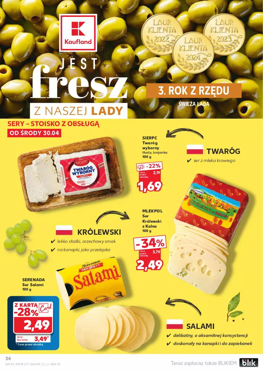 Gazetka promocyjna Kaufland - Gazetka tygodnia - ważna 30.04 do 07.05.2025 - strona 34 - produkty: Aksam, Królewski, Salami, Ser, Ser salami, Tera, Twaróg