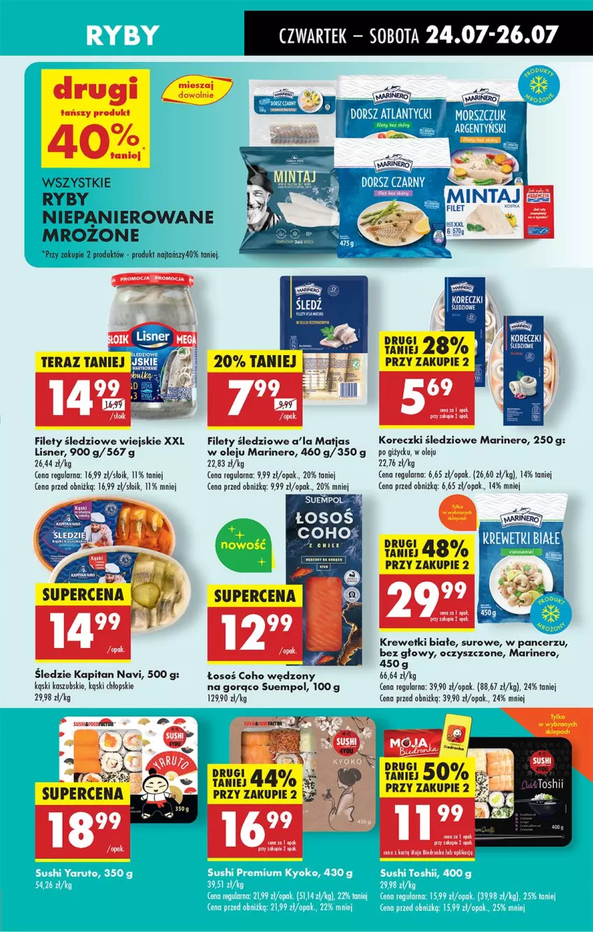 Gazetka promocyjna Biedronka - Od Czwartku - ważna 24.07 do 30.07.2025 - strona 35 - produkty: Koreczki śledziowe, Krewetki, Lisner, Matjas, Olej, Suempol