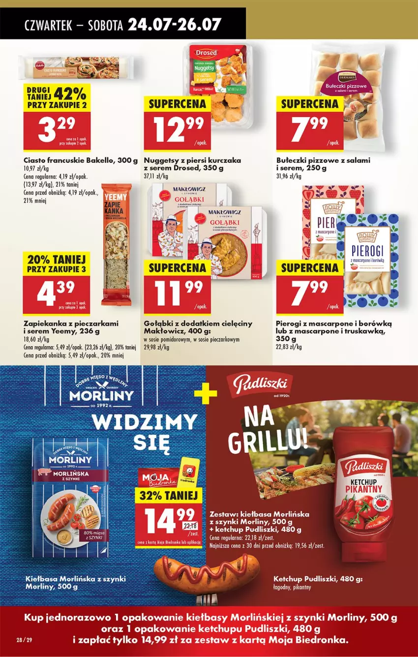 Gazetka promocyjna Biedronka - Od Czwartku - ważna 24.07 do 30.07.2025 - strona 38 - produkty: Bułeczki, Ciasto francuskie, Ketchup, Kiełbasa, Kurczak, Mascarpone, Morliny, Piec, Pieczarka, Pierogi, Pudliszki, Salami, Ser, Sos, Zapiekanka, Znicz