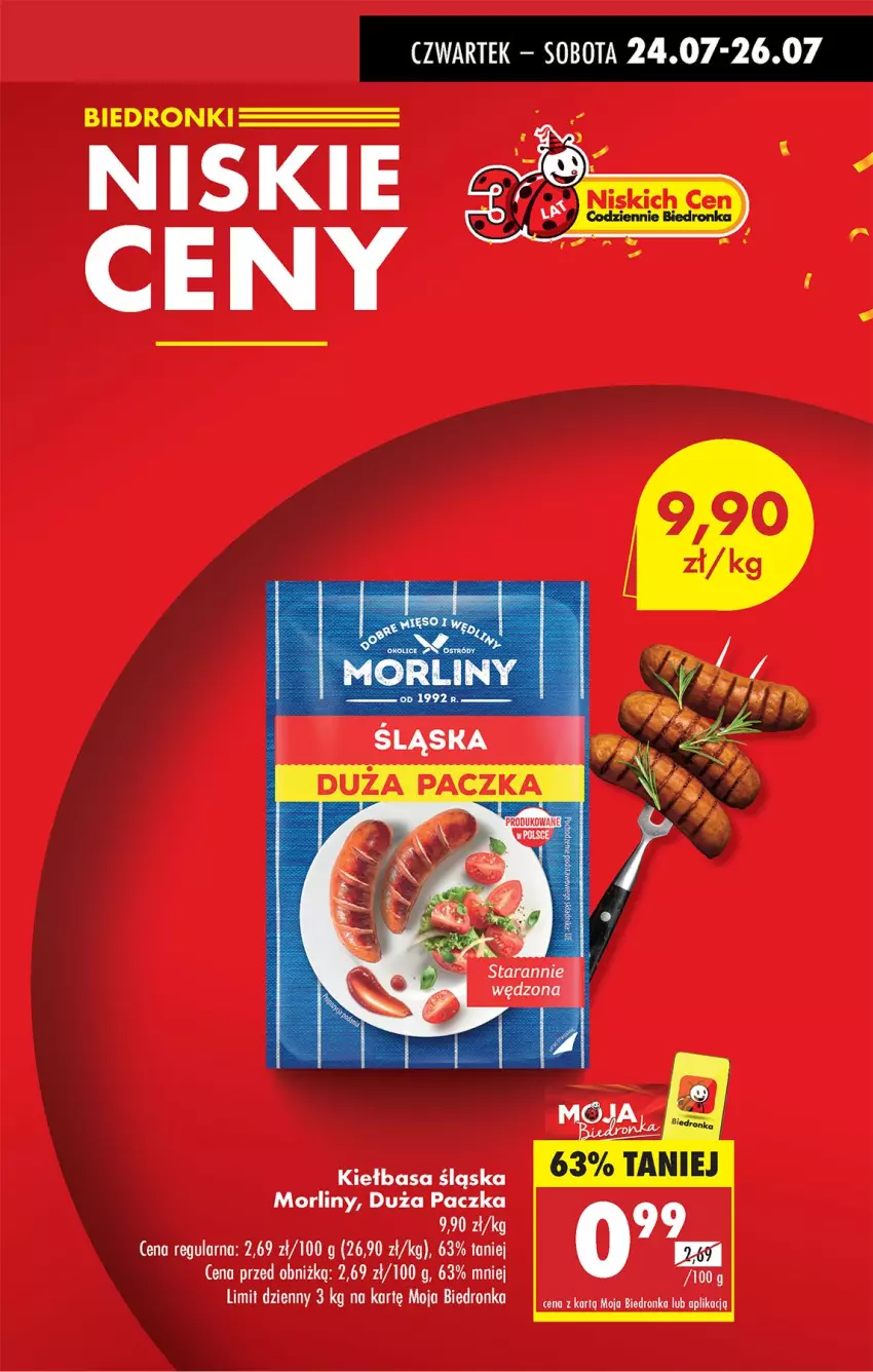 Gazetka promocyjna Biedronka - Od Czwartku - ważna 24.07 do 30.07.2025 - strona 5 - produkty: Kiełbasa, Kiełbasa śląska, Morliny