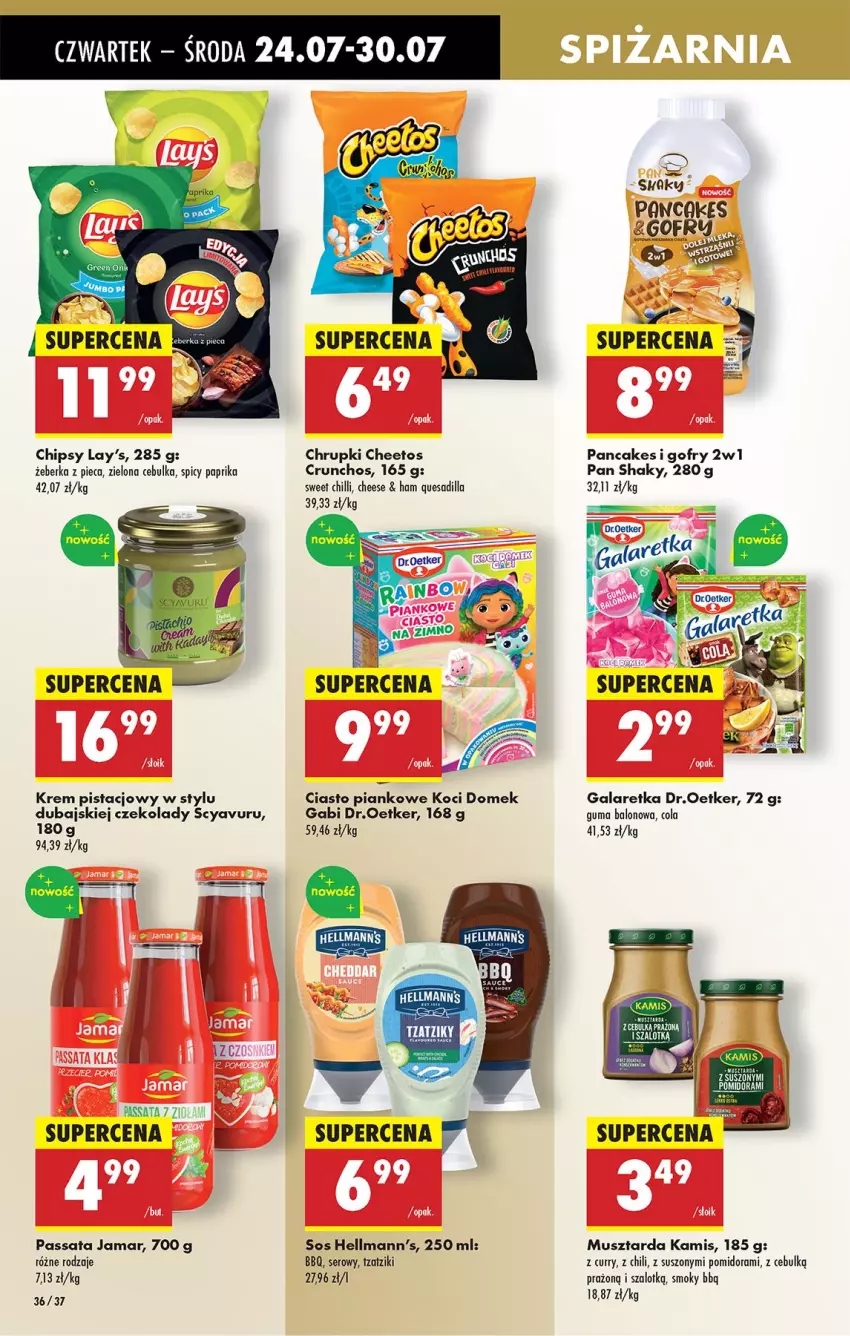 Gazetka promocyjna Biedronka - Od Czwartku - ważna 24.07 do 30.07.2025 - strona 50 - produkty: Cheetos, Chipsy, Chrupki, Gala, Galaretka, Gofry, Kamis, Koc, Krem pistacjowy, Mus, Musztarda, Piec, Ser, Sos, Szal