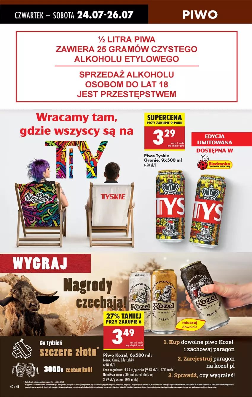 Gazetka promocyjna Biedronka - Od Czwartku - ważna 24.07 do 30.07.2025 - strona 58 - produkty: Gra, Kozel, Piwa, Piwo, Por, Tyskie