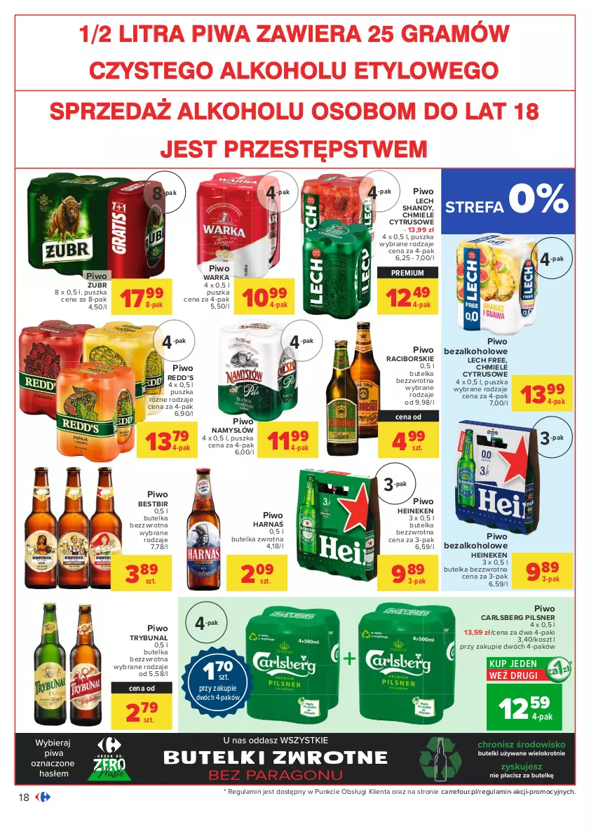 Gazetka promocyjna Carrefour - Gazetka Carrefour - ważna 14.06 do 27.06.2021 - strona 18 - produkty: Carlsberg, Fa, Gra, Harnaś, Heineken, Kosz, Namysłów, Piwa, Piwo, Warka