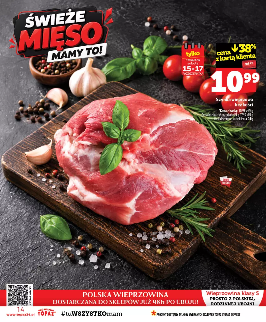Gazetka promocyjna Topaz - Gazetka - ważna 15.10 do 21.10.2026 - strona 14 - produkty: Top, Wieprzowina