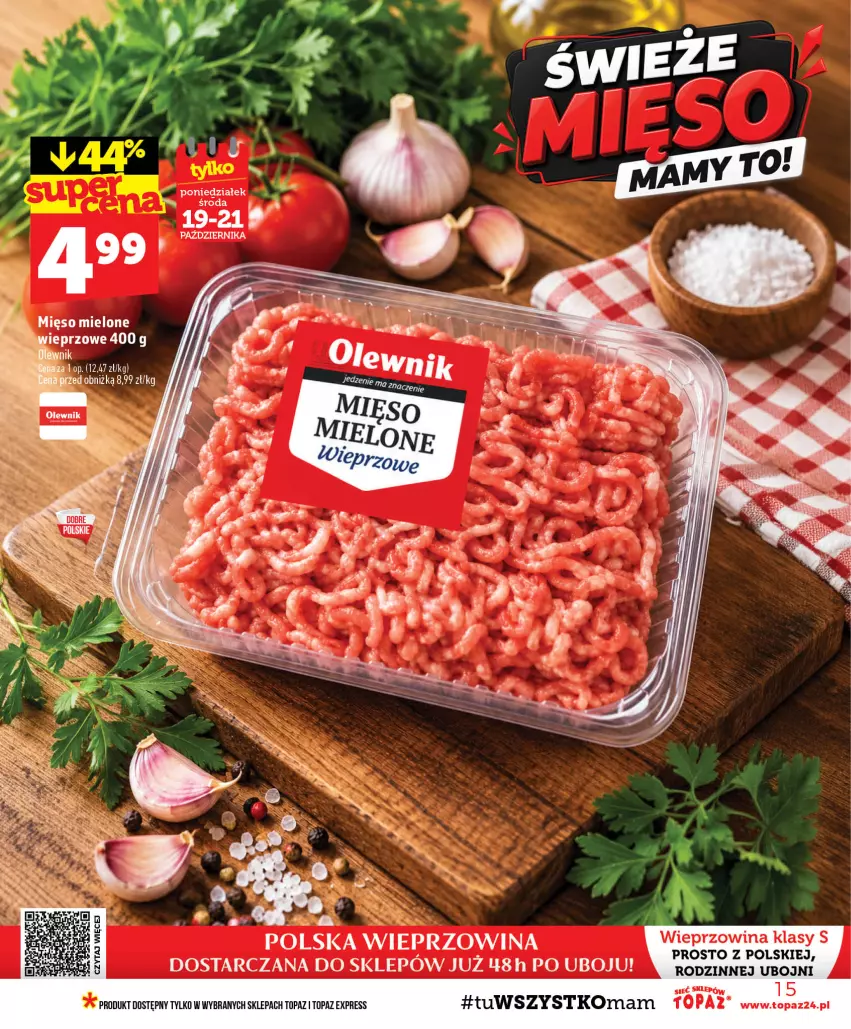 Gazetka promocyjna Topaz - Gazetka - ważna 15.10 do 21.10.2026 - strona 15 - produkty: Mięso, Mięso mielone, Top, Wieprzowina