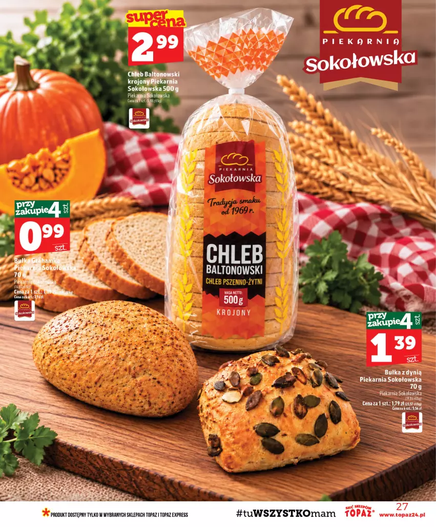Gazetka promocyjna Topaz - Gazetka - ważna 15.10 do 21.10.2026 - strona 27 - produkty: Bułka, Dynią, Sok, Top