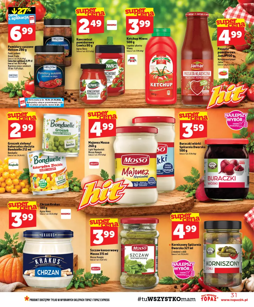 Gazetka promocyjna Topaz - Gazetka - ważna 15.10 do 21.10.2026 - strona 31 - produkty: Bonduelle, Groszek, Majonez, Oleo, Top