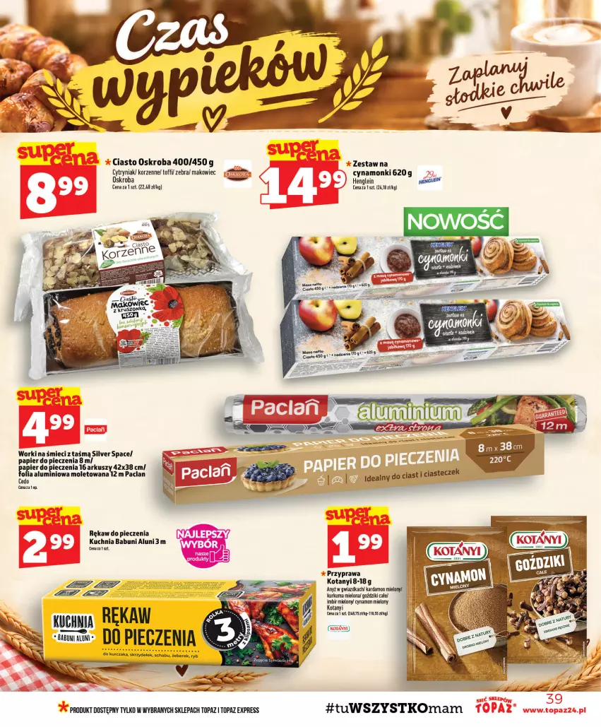 Gazetka promocyjna Topaz - Gazetka - ważna 15.10 do 21.10.2026 - strona 39 - produkty: Babuni, Imbir, Kuchnia, Kurkuma, Makowiec, Papier, Papier do pieczenia, Piec, Rękaw do pieczenia, Top, Worki na śmiec, Worki na śmieci