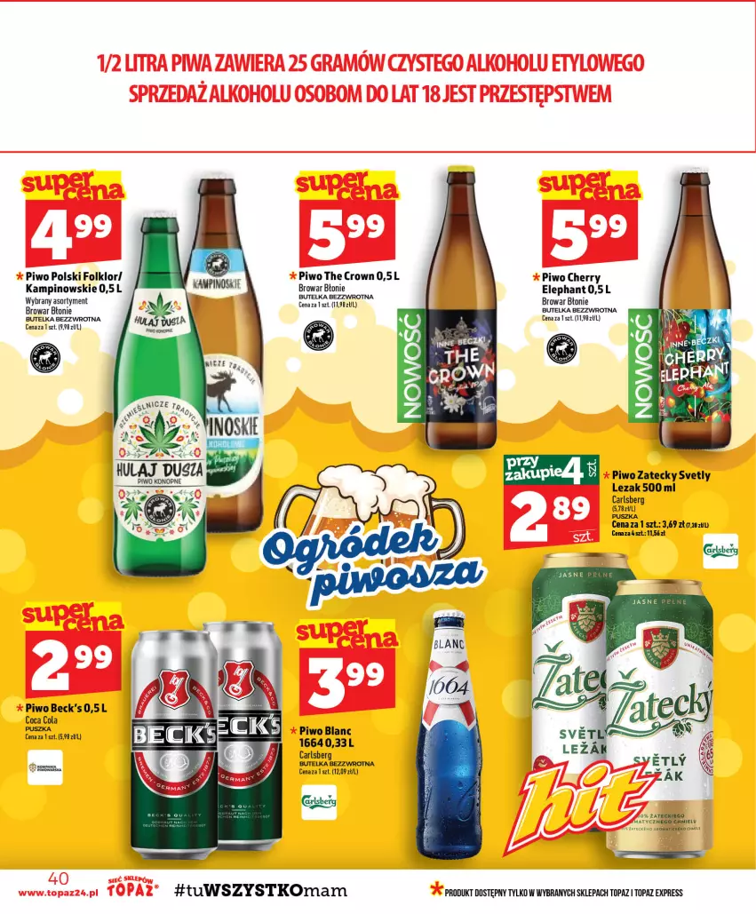 Gazetka promocyjna Topaz - Gazetka - ważna 15.10 do 21.10.2026 - strona 40 - produkty: Carlsberg, Piwo, Top