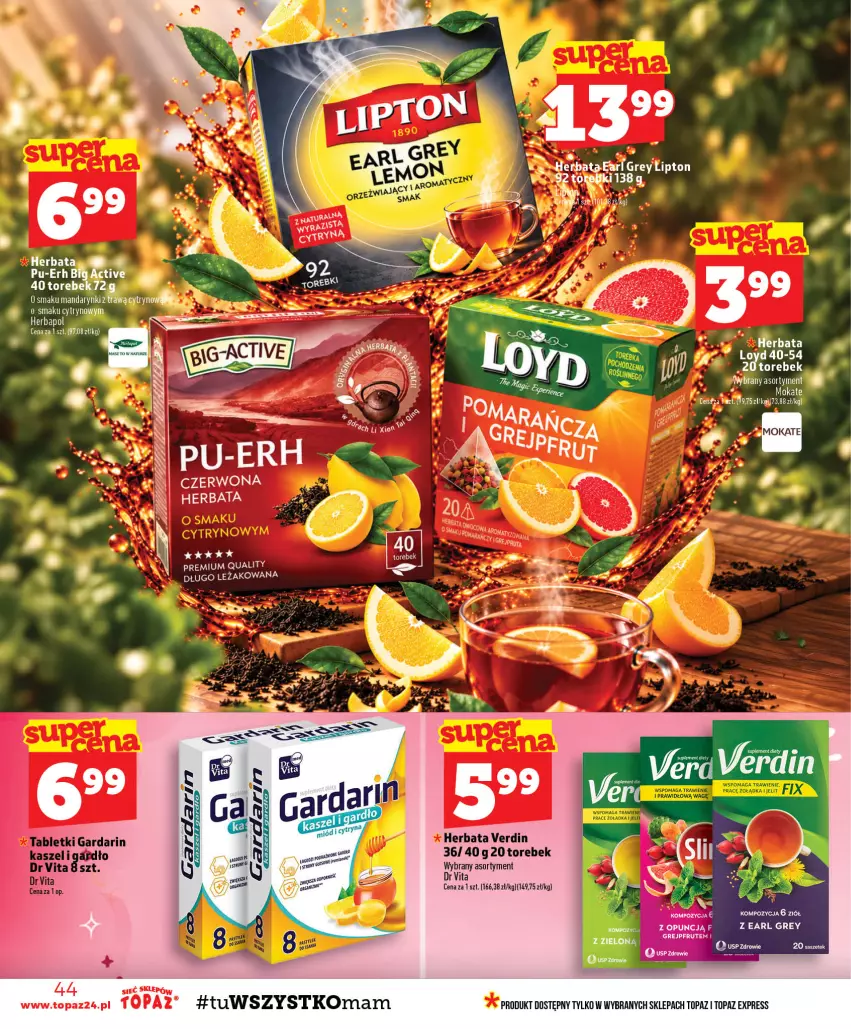 Gazetka promocyjna Topaz - Gazetka - ważna 15.10 do 21.10.2026 - strona 44 - produkty: Dr Vita, Earl Grey, Fa, Herbapol, Herbata, LG, Lipton, Loyd, Top, Vita C, Zdrowie