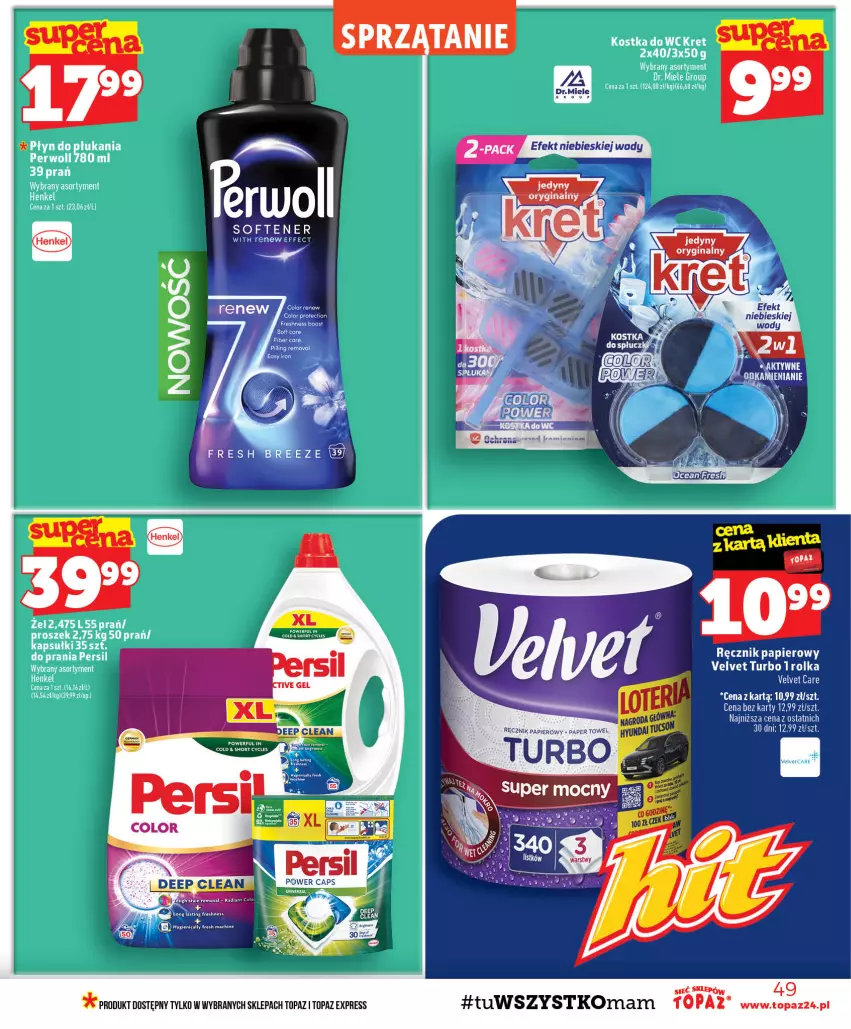Gazetka promocyjna Topaz - Gazetka - ważna 15.10 do 21.10.2026 - strona 49 - produkty: Gin, LG, Papier, Persil, Perwoll, Ręcznik, Top, Velvet