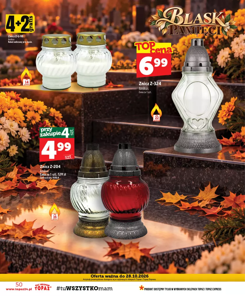 Gazetka promocyjna Topaz - Gazetka - ważna 15.10 do 21.10.2026 - strona 50 - produkty: Top, Znicz