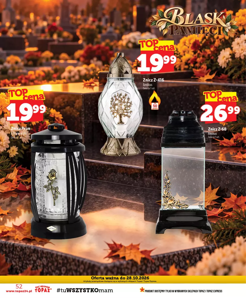 Gazetka promocyjna Topaz - Gazetka - ważna 15.10 do 21.10.2026 - strona 52 - produkty: Por, Top, Znicz