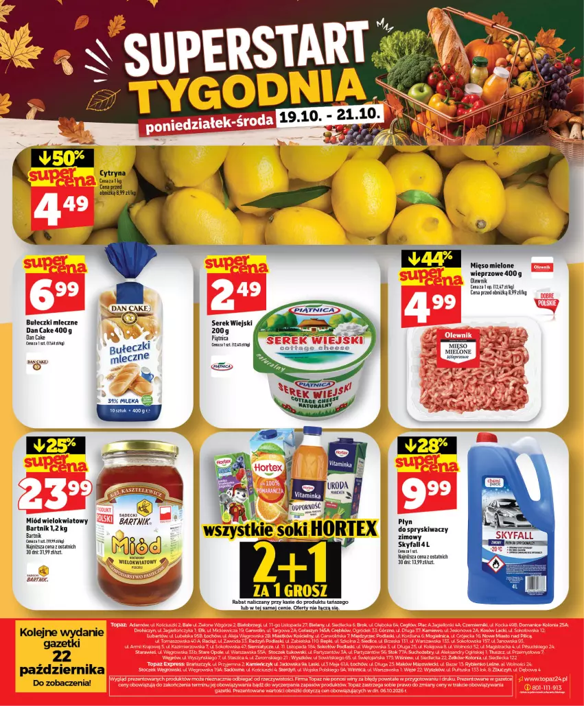 Gazetka promocyjna Topaz - Gazetka - ważna 15.10 do 21.10.2026 - strona 60 - produkty: Bułeczki, Bułeczki mleczne, Dan Cake, Fa, Mięso, Mięso mielone, Miód, Olej, Olewnik, Piątnica, Ser, Serek, Serek wiejski