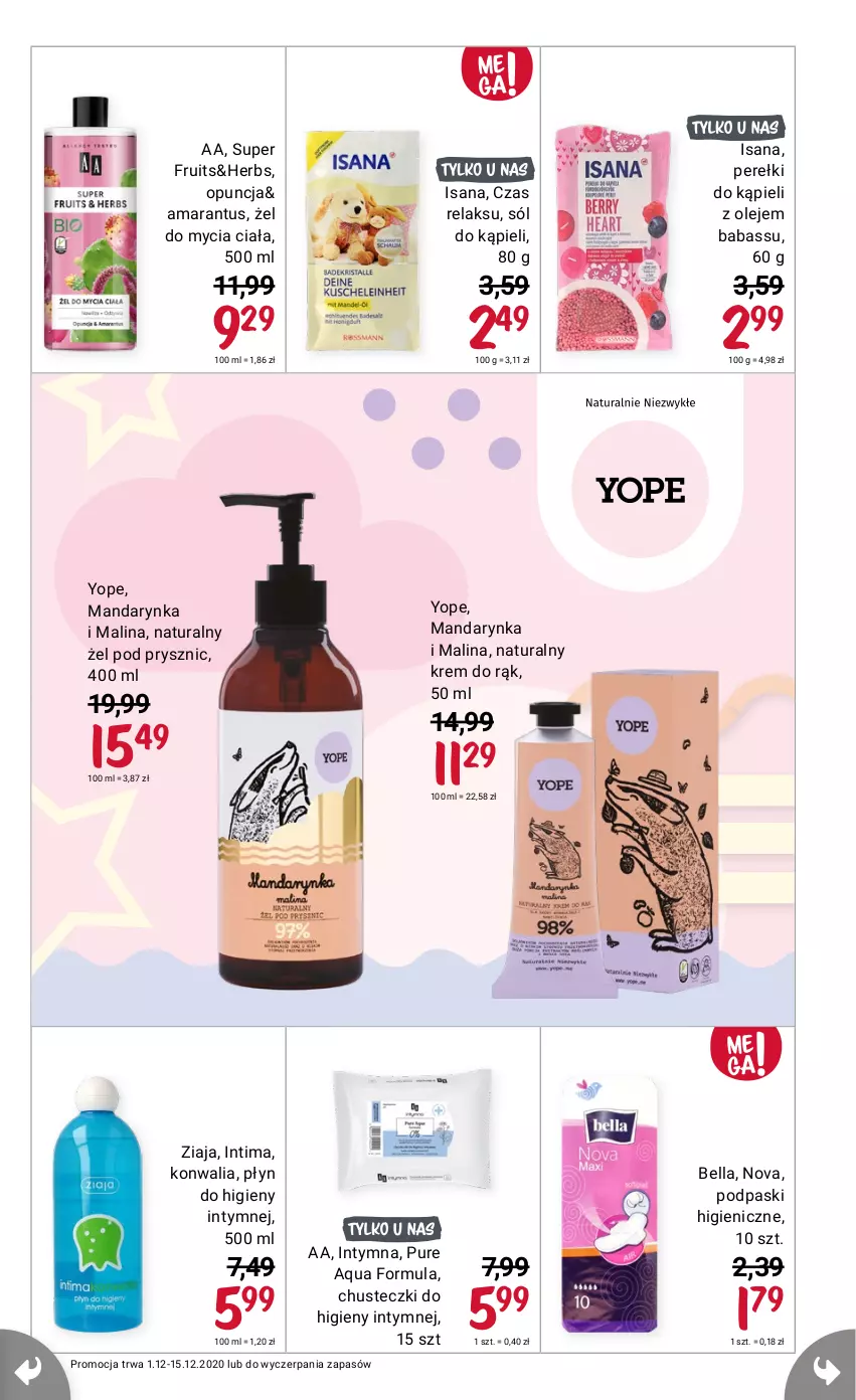 Gazetka promocyjna Rossmann - 1 Grudnia - ważna 01.12 do 15.12.2021 - strona 21 - produkty: Bell, Bella, Isana, Olej, Podpaski, Yope, Ziaja