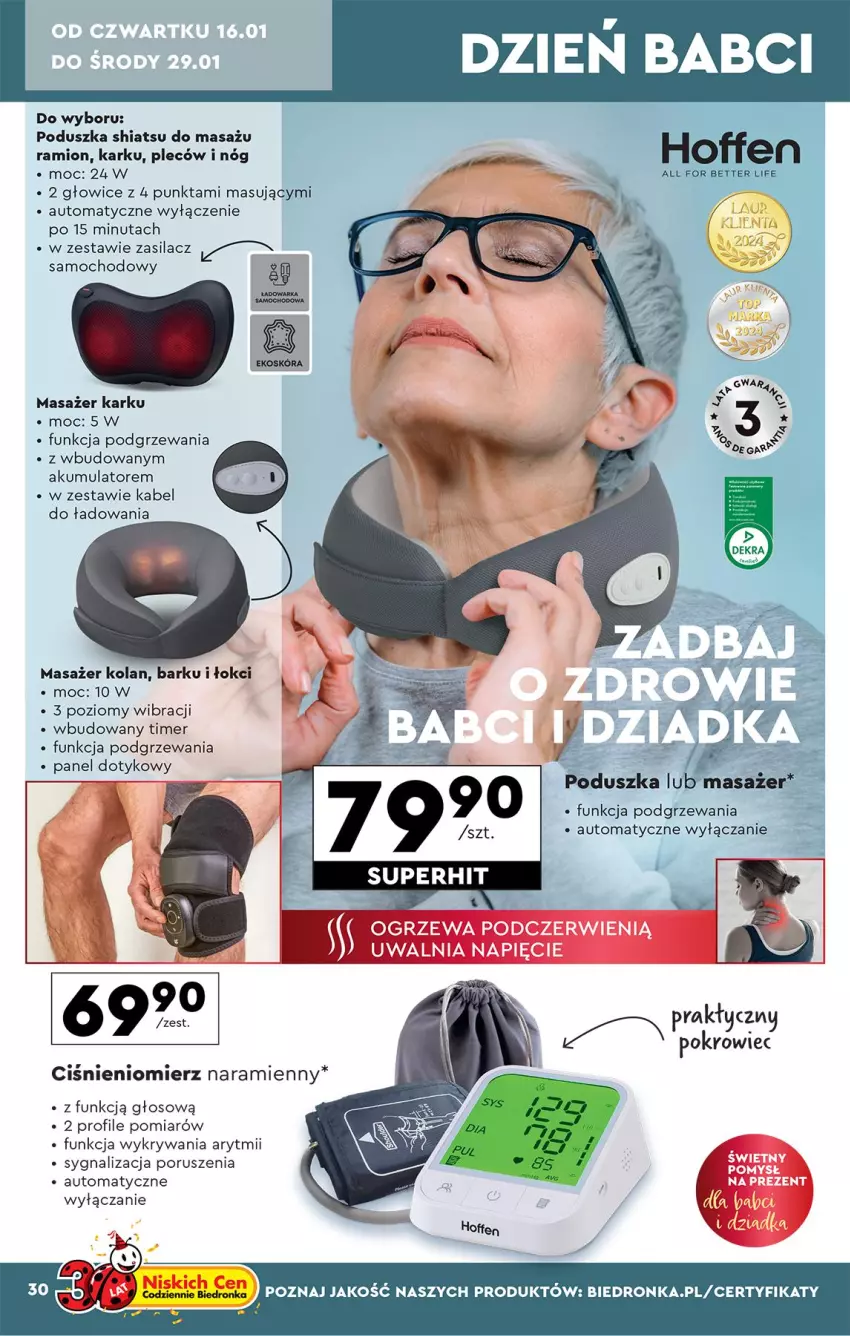 Gazetka promocyjna Biedronka - Okazje Tygodnia - ważna 11.01 do 25.01.2025 - strona 30 - produkty: Akumulator, Ciśnieniomierz, Lion, Masażer, Poduszka, Por