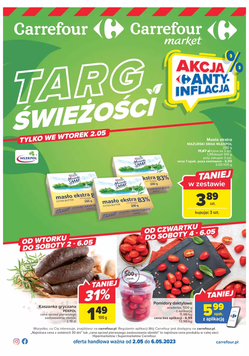 Gazetka promocyjna Carrefour - Gazetka Targ świeżości - ważna 02.05 do 06.05.2023 - strona 1 - produkty: Gry, Kasza, Kaszanka, Pekpol, Pomidory