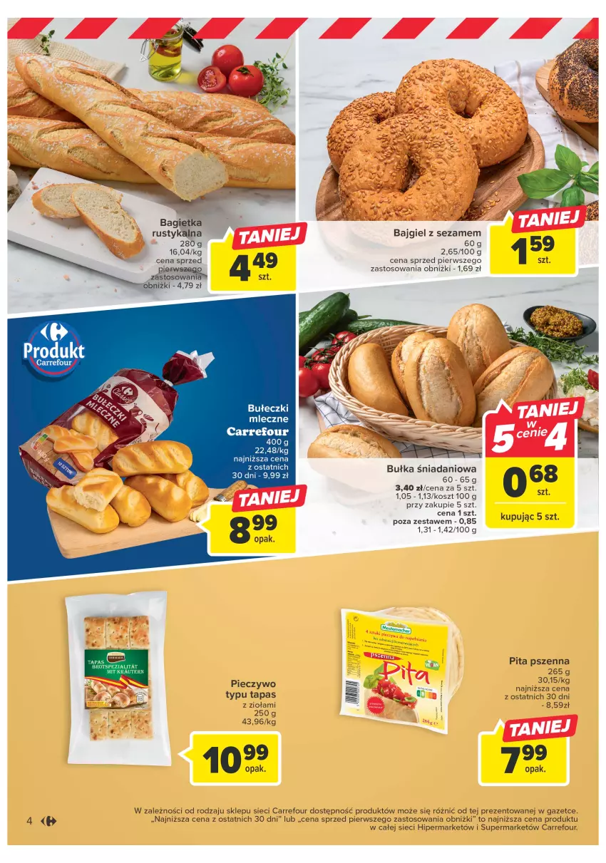 Gazetka promocyjna Carrefour - Gazetka Targ świeżości - ważna 02.05 do 06.05.2023 - strona 4 - produkty: Bagietka, Bułeczki, Bułeczki mleczne, Bułka, Danio, Kosz, Piec, Pieczywo, Rust, Sezam