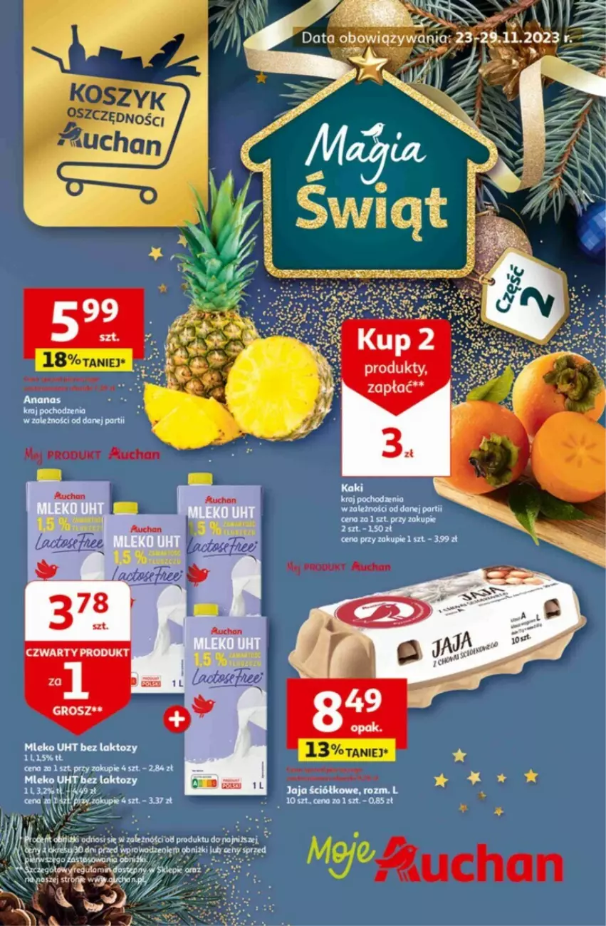 Gazetka promocyjna Auchan - ważna 23.11 do 29.11.2023 - strona 1 - produkty: Jaja, Mleko