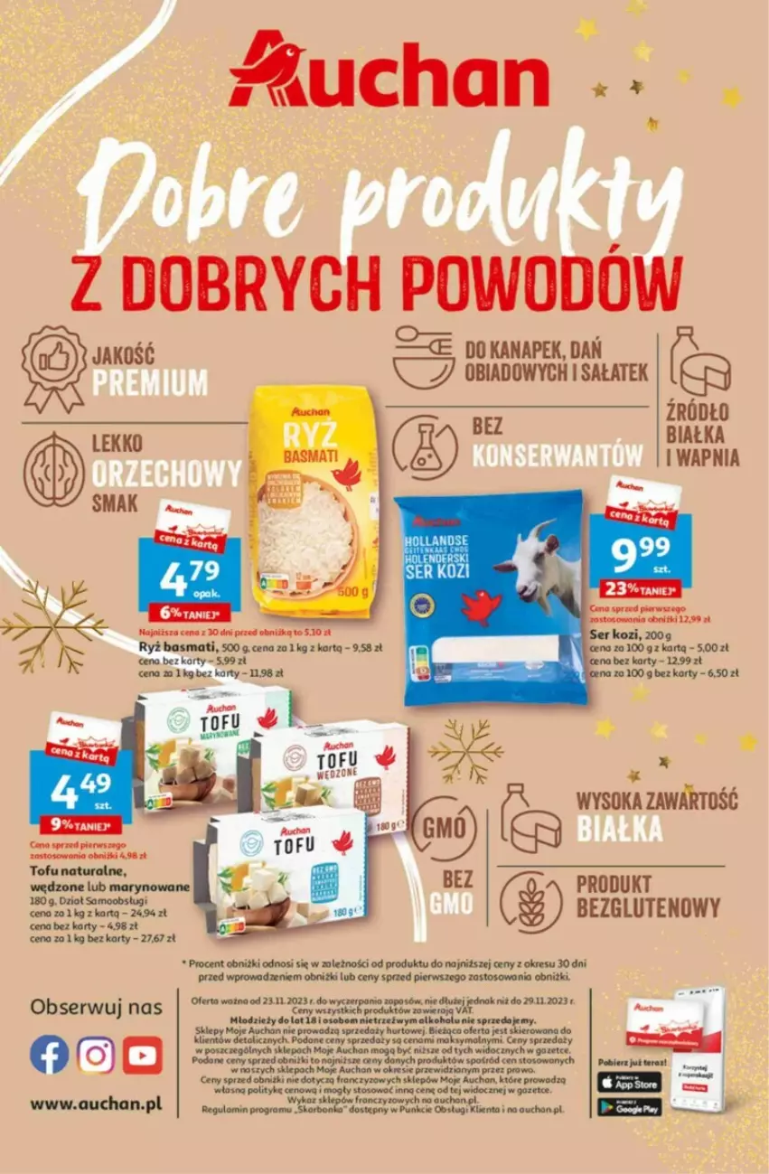 Gazetka promocyjna Auchan - ważna 23.11 do 29.11.2023 - strona 4 - produkty: Gra, Malm, Ryż, Ryż basmati, Ser, Tofu