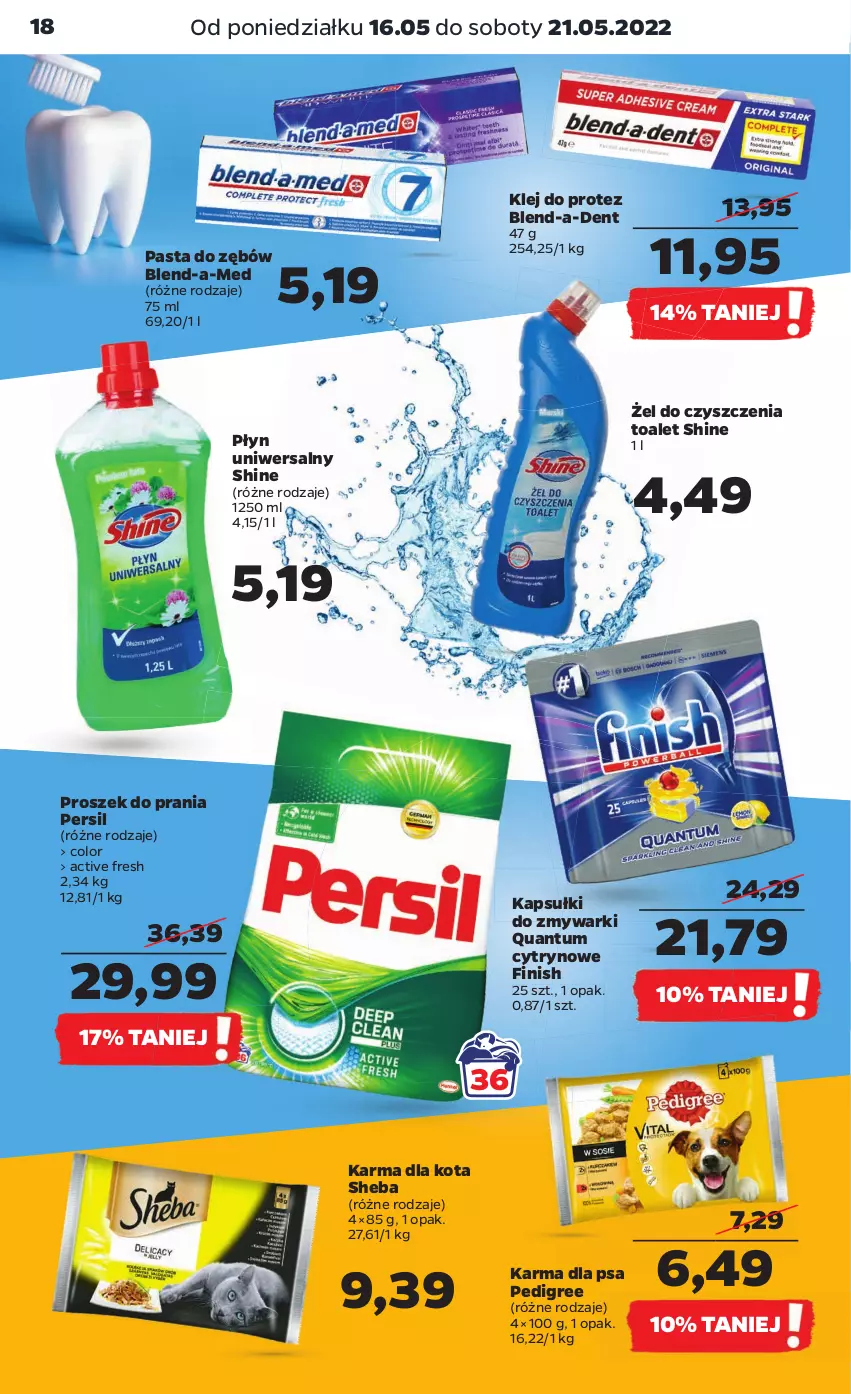 Gazetka promocyjna Netto - Gazetka spożywcza - ważna 16.05 do 21.05.2022 - strona 18 - produkty: Blend-a-Med, Finish, Klej, Pasta do zębów, Pedigree, Persil, Proszek do prania, Sheba, Zmywarki