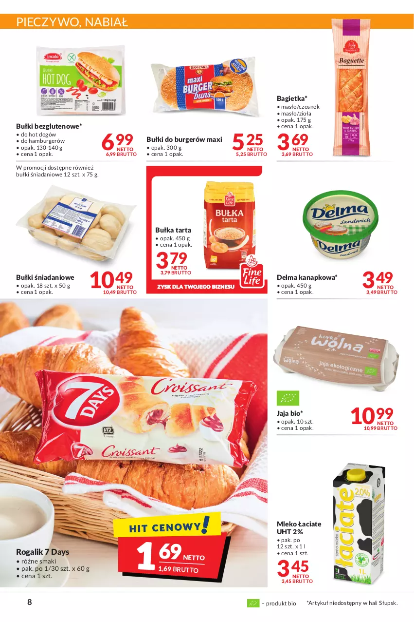 Gazetka promocyjna Makro - Najlepsze oferty - ważna 02.11 do 14.11.2022 - strona 8 - produkty: 7 Days, Bagietka, Bułka, Bułka tarta, Burger, Czosnek, Danio, Delma, Hamburger, Hot dog, Jaja, Masło, Mleko, Piec, Pieczywo, Rogal, Tarta