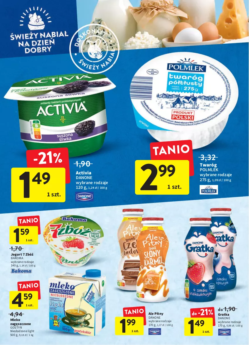 Gazetka promocyjna Intermarche - ważna 03.03 do 09.03.2022 - strona 18 - produkty: Activia, Bakoma, Danone, Gra, Jogurt, Mleko, Mleko zagęszczone, POLMLEK, Twaróg