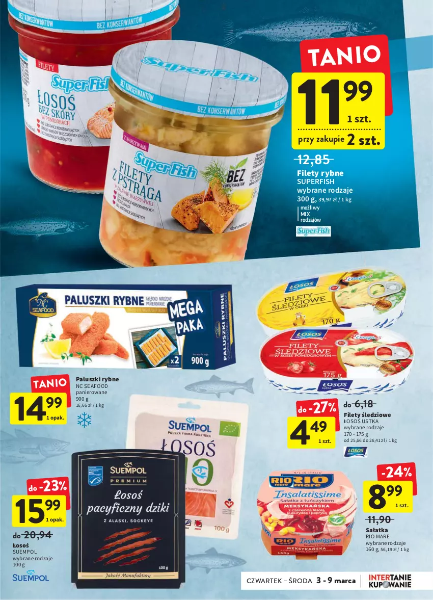 Gazetka promocyjna Intermarche - ważna 03.03 do 09.03.2022 - strona 21 - produkty: Paluszki rybne, Rio Mare, Sałat, Sałatka, Suempol