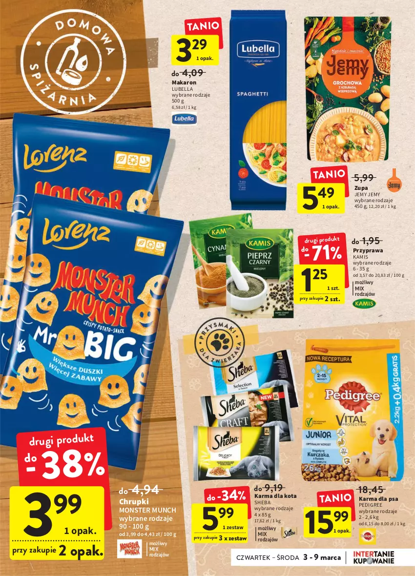 Gazetka promocyjna Intermarche - ważna 03.03 do 09.03.2022 - strona 29 - produkty: Bell, Bella, Chrupki, Kamis, Lubella, Makaron, Monster Munch, Pedigree, Sheba, Zupa