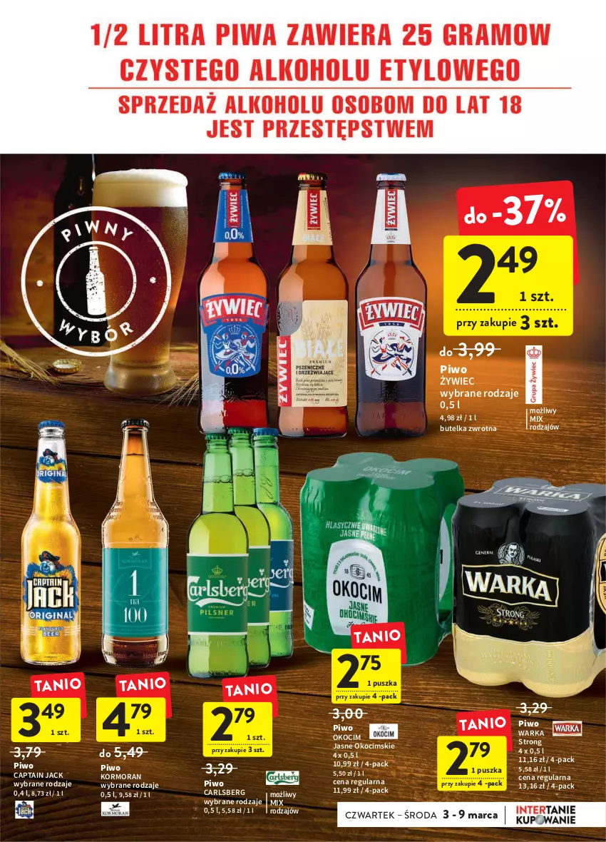 Gazetka promocyjna Intermarche - ważna 03.03 do 09.03.2022 - strona 31 - produkty: Captain Jack, Carlsberg, Koc, Okocim, Piwo, Warka