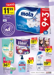 Gazetka promocyjna Intermarche - Gazetka - ważna od 09.03 do 09.03.2022 - strona 33 - produkty: Palette, Mydło w płynie, Pampers, Papier, Papier toaletowy, Velvet, Ręcznik, Rolki, Mola, Szampon, Dzieci, Mydło, Dozownik, Farba do włosów, Fa