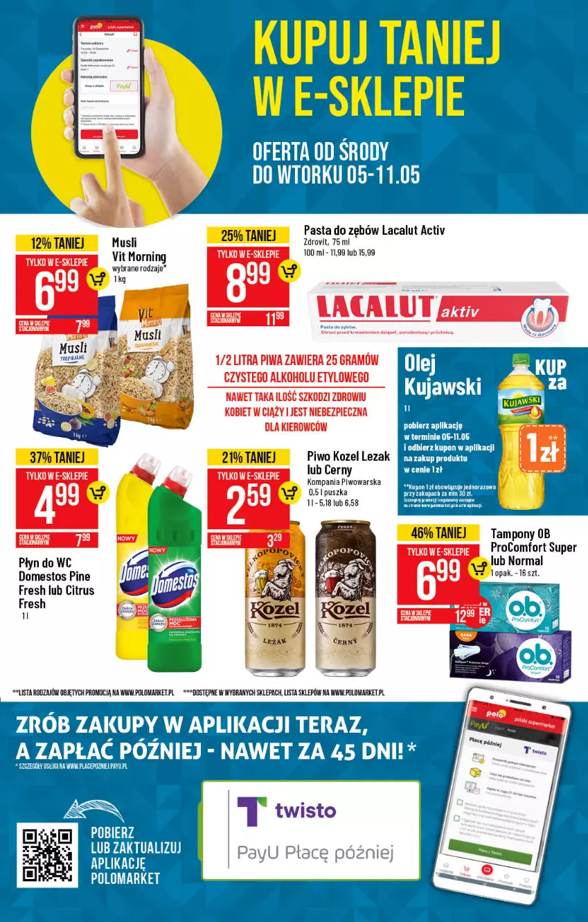 Gazetka promocyjna PoloMarket - Gazetka promocyjna  r - ważna 05.05 do 11.05.2021 - strona 3 - produkty: Domestos, Gra, Kozel, Lacalut, Mus, Pasta do zębów, Piec, Piwa, Piwo, Płyn do wc, Tampony