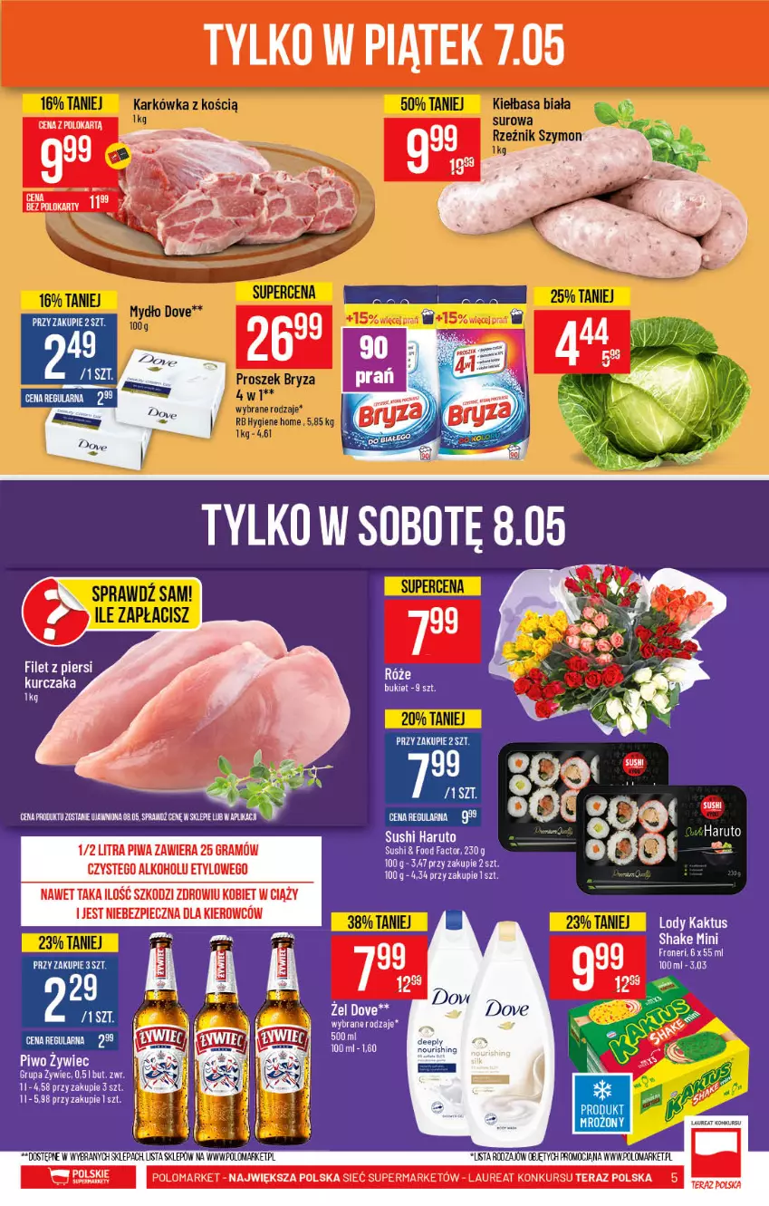 Gazetka promocyjna PoloMarket - Gazetka promocyjna  r - ważna 05.05 do 11.05.2021 - strona 5 - produkty: Bryza, Bukiet, Fa, Kiełbasa, Kiełbasa biała, Kurczak, Laur, Piwo, Sushi