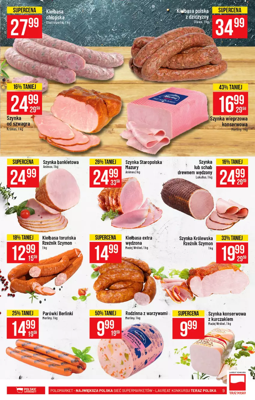 Gazetka promocyjna PoloMarket - Gazetka promocyjna  r - ważna 05.05 do 11.05.2021 - strona 9 - produkty: Berlinki, Gra, Kiełbasa, Krakus, Kurczak, Madej Wróbel, Morliny, Parówki, Ser, Szynka, Szynka konserwowa, Szynka Królewska, Szynka wieprzowa, Warzywa