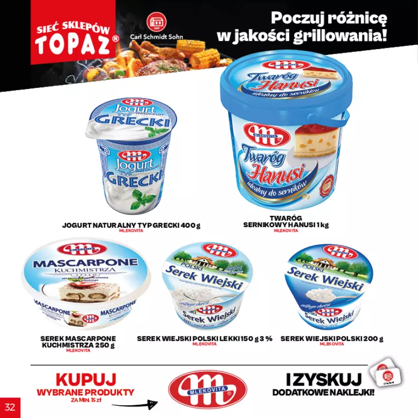 Gazetka promocyjna Topaz - Gazetka - ważna 29.04 do 18.07.2021 - strona 31 - produkty: Grill, Klej, Mascarpone, Mleko, Mlekovita, Ser, Serek, Serek wiejski