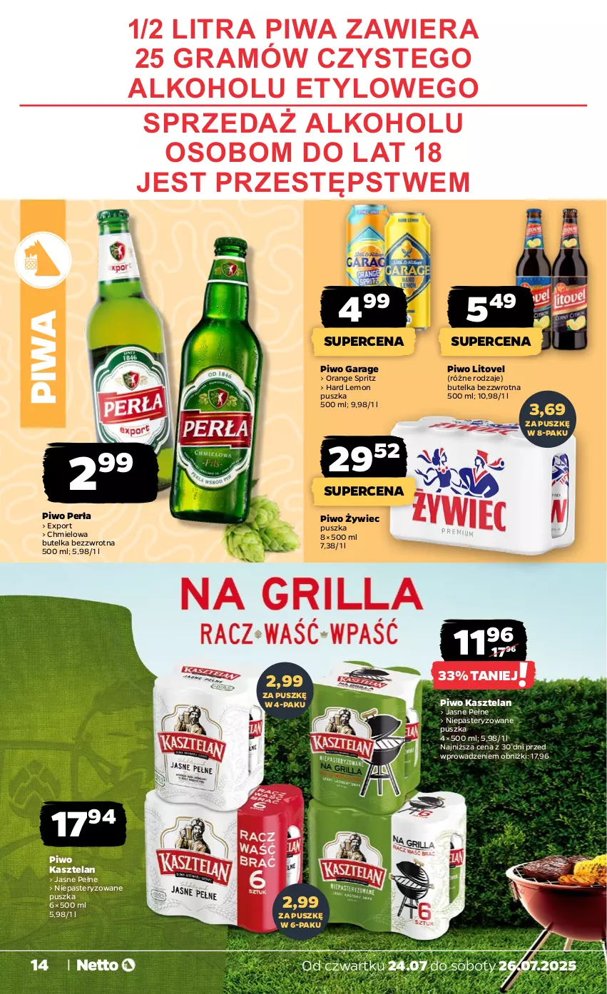 Gazetka promocyjna Netto - Od Czwartku - ważna 24.07 do 26.07.2025 - strona 14 - produkty: Gra, Kasztelan, Perła, Piwa, Piwo, Por