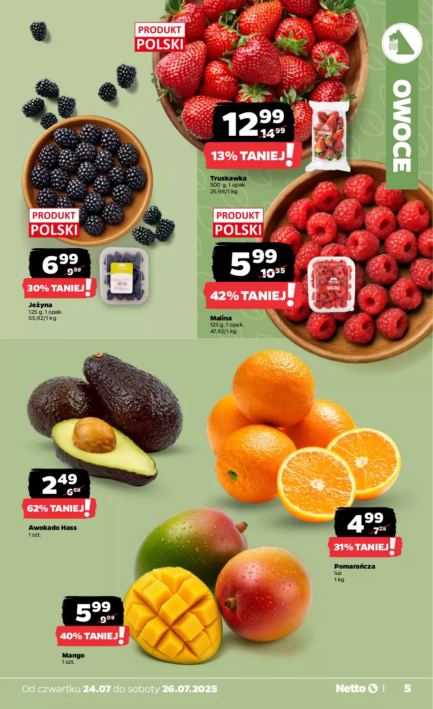 Gazetka promocyjna Netto - Od Czwartku - ważna 24.07 do 26.07.2025 - strona 5 - produkty: Mango, Owoce