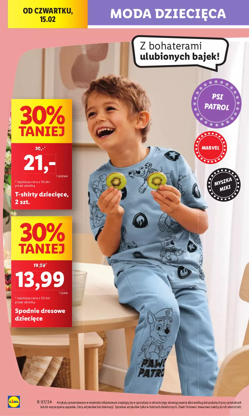 Gazetka promocyjna Lidl - GAZETKA - ważna 15.02 do 17.02.2024 - strona 14 - produkty: Dres, Dzieci, Moda, Psi Patrol, Spodnie, Spodnie dresowe, T-shirt, Tera