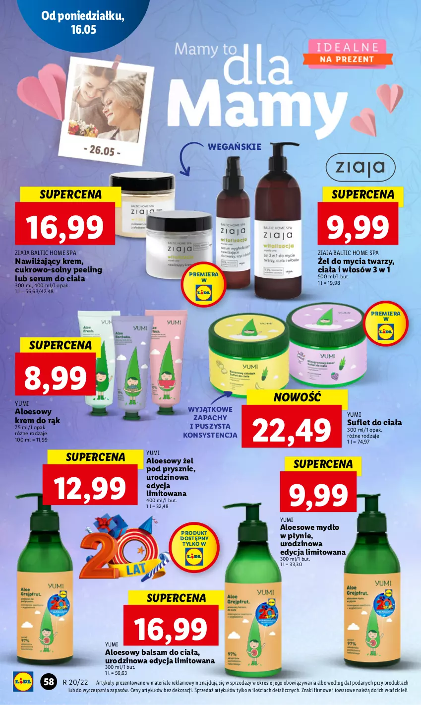 Gazetka promocyjna Lidl - GAZETKA - ważna 16.05 do 18.05.2022 - strona 58 - produkty: Balsam do ciała, Krem do rąk, Mydło, Mydło w płynie, Peeling, Rum, Ser, Serum, Ziaja