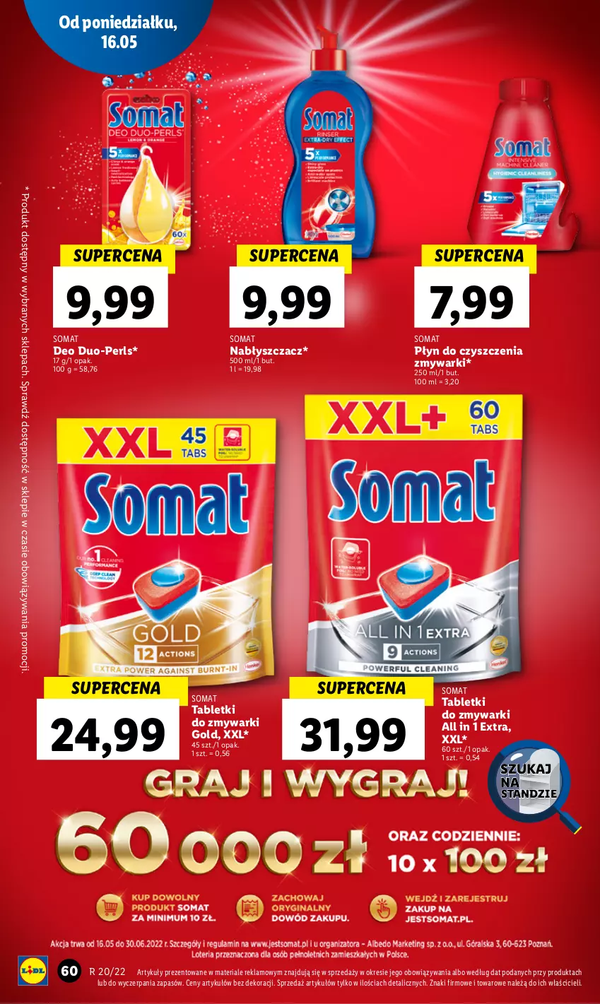 Gazetka promocyjna Lidl - GAZETKA - ważna 16.05 do 18.05.2022 - strona 60 - produkty: Somat, Tablet, Tabletki do zmywarki, Zmywarki