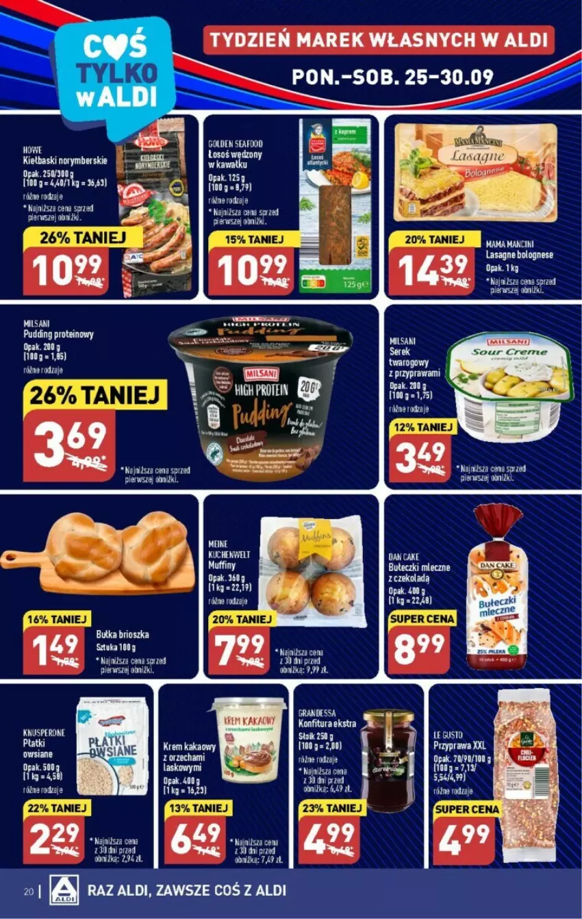 Gazetka promocyjna Aldi - ważna 25.09 do 30.09.2023 - strona 13 - produkty: Bułeczki, Bułeczki mleczne, Bułka, Bułka brioszka, Kakao, Konfitura, Lasagne, Lasagne bolognese, Pudding