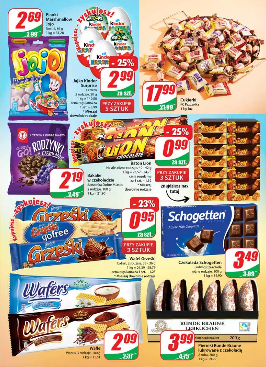 Gazetka promocyjna Dino - Gazetka - ważna 02.03 do 08.03.2022 - strona 3 - produkty: Baton, Braun, Cukier, Cukierki, Czekolada, Ferrero, Grześki, Jutrzenka, Kinder, Kinder Surprise, Lion, Mars, Piernik, Schogetten