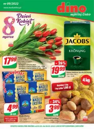 Gazetka promocyjna Dino - Gazetka - Gazetka - ważna od 08.03 do 08.03.2022 - strona 1 - produkty: Sok, JBL, Tulipan, Kawa mielona, Kawa, Ziemniaki, Siatka, Bukiet, Jacobs, Masło, Fa