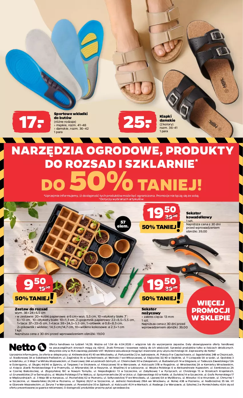 Gazetka promocyjna Netto - Od Środy - ważna 01.04 do 08.04.2026 - strona 9 - produkty: Fa, Gra, Gry, Karp, Klapki, Kokos, Kujawski, Noż, Papier, Podlaski, Pojemnik, Por, Sok, Sport, Stock, Taca, Top, Widelec, Wino, Wkładki