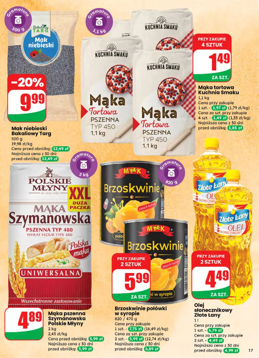 Gazetka promocyjna Dino - Gazetka 05 / 2026 - ważna 28.01 do 03.02.2026 - strona 17 - produkty: Brzoskwinie, Kuchnia, Mąka, Mąka pszenna, Mąka tortowa, Olej, Olej słonecznikowy, Syrop
