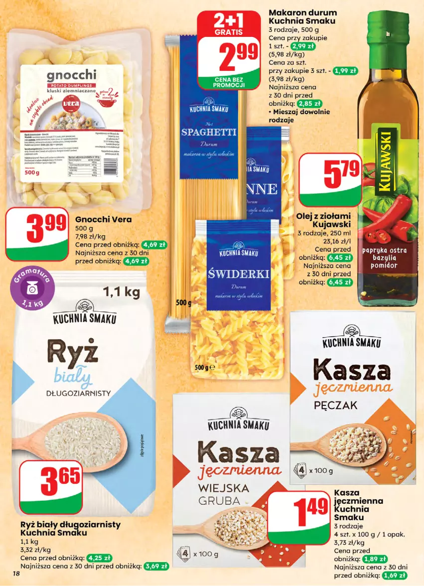 Gazetka promocyjna Dino - Gazetka 05 / 2026 - ważna 28.01 do 03.02.2026 - strona 18 - produkty: Bazyl, Bazylia, Gnocchi, Kuchnia, Kujawski, Makaron, Olej, Rum, Ryż, Ryż biały, Spaghetti