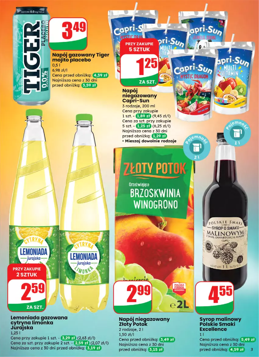 Gazetka promocyjna Dino - Gazetka 05 / 2026 - ważna 28.01 do 03.02.2026 - strona 3 - produkty: Lemoniada, Limonka, Napój, Napój gazowany, Napój niegazowany, Sok, Syrop, Tiger