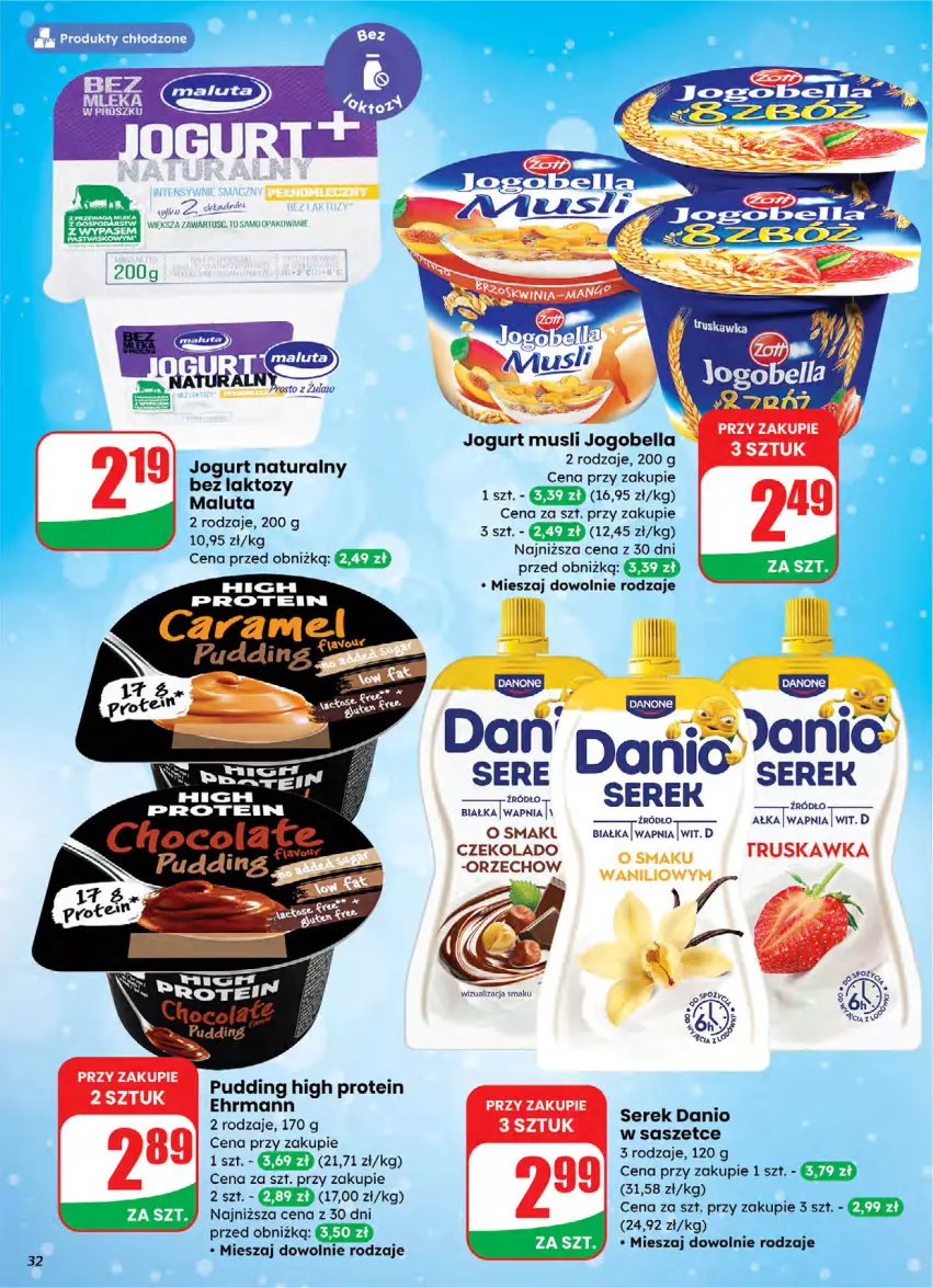 Gazetka promocyjna Dino - Gazetka 05 / 2026 - ważna 28.01 do 03.02.2026 - strona 32 - produkty: Bell, Bella, Jogobella, Jogurt, Mus, Pudding, Ser, Serek