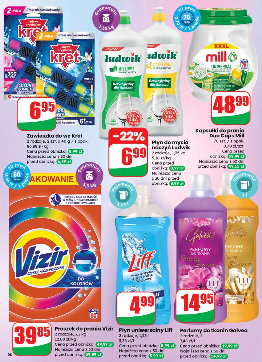 Gazetka promocyjna Dino - Gazetka 05 / 2026 - ważna 28.01 do 03.02.2026 - strona 60 - produkty: Kapsułki do prania, Kret, Ludwik, Perfum, Płyn do mycia, Proszek do prania, Vizir, Zawieszka do wc